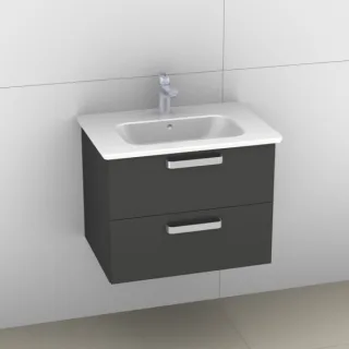 Artiqua 412 Waschtischunterschrank für Softmood T0557, Anthrazit Hochglanz, 412-WU2L-I30-7015-51 412-WU2L-I30-7015-51