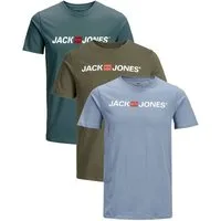 Jack & Jones Print-Shirt Bequemes Slimfit Shirt (Spar-Set, 3er-Pack) in Unifarbe mit Print
