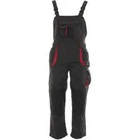 YESET Arbeitshose Latzhose Classic Arbeitskleidung dunkelgrau / orange 52 Knietaschen