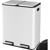 TLGREEN Mülleimer Mülltrennsystem,2 Fächer, 2 x 30 Liter Treteimer mit Geruchsfilter, Metall Mülltrennsystem für Küche Büro