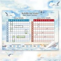 TOBJA Spiel Schiffe versenken A4 Block extra groß 50 Blatt Spiel, Schiffe versenken, Strategiespiel Flottenmanöver XL Senioren