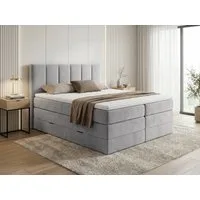 Sofnet Boxspringbett Star XL (2x Bettkästen, Bonellfederkern- und Taschenfederkernmatratze, Topper), Polsterbett, Doppelbett, Velours, mit Kopfteil, 140/160/180x200 cm