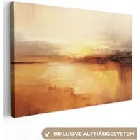 OneMillionCanvasses® Leinwandbild Abstrakt - Braun - Modern - Herbstfarben, Fotodruck (1 St), Leinwand Bilder Klein, Wand Dekoration Aesthetic 30x20 cm