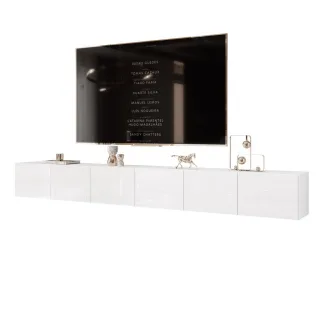 Idohome Tv-Lowboard, Weiß Hochglanz, Holzwerkstoff, Rechteckig, 300x36x40 cm, Wohnzimmer, Wohnwände, Lowboards, Lowboards stehend