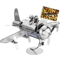 BRUBAKER Weinflaschenhalter Paar im Flugzeug, (inklusive Grußkarte), Metall Skulptur, Wein Geschenk für Piloten und Flug Fans