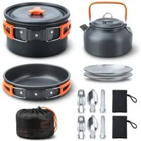 GARRYFIZH Geschirr-Set 16 Teilig Aluminium Camping Geschirr Set (16-tlg), 3 Personen, Campinggeschirr Topf Set