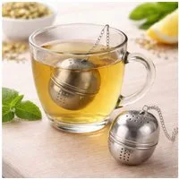 Koopman Teesieb Tee-Ei Teekugel Teefilter Edelstahl Silber Ø 4cm 2er Set, Edelstahl, (Set, 2-St., Packung), Rostfrei, Sieb, Edelstahl, mit Kette und Haken