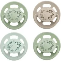 nip Schnuller Cherry Greenline Beruhigungssauger im 4er Set, Runde Kirschformschnuller mit extra dünnem Schaft