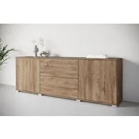 OTTO home Lowboard Kenia (1 St), 2 Türen, 2 Schubladen, Breite 180 cm, höhenverstellbare Einlegeböden