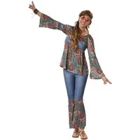 dressforfun Hippie-Kostüm Frauenkostüm Hippie Girl Harmony, Outfit in Jeans- und Ornamentenoptik