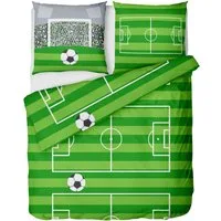 LINKHOFF Kinderbettwäsche Fußball-Bettwäsche 135x200 cm – aus 100% Baumwolle für Kinder in Grün, Kinder Bettwäsche Fußballfan für Jungen u. Mädchen