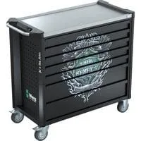 9702 Tool Rebel Werkstattwagen Stainless XXL 2, mit Bestückung, Werkzeugwagen schwarz/silber, 202-teilig, im exklusiven Tool Rebel Design
