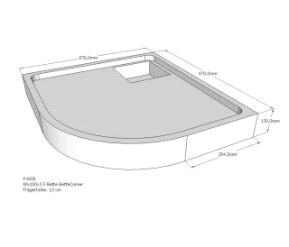 Neuesbad Wannenträger für Bette Corner 90x100x3,5 Viertelkreis SD22741