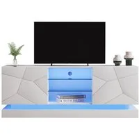 Merax TV-Schrank mit verstellbaren Einlegeböden mit LED-Beleuchtung, Lowboard mit Glasablagen,Breite: 160cm