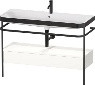 Duravit Happy D.2 Plus c-bonded Set mit Metallkonsole und Schubkasten Weiß Supermatt 1175x490x850 mm HP4744O84840000