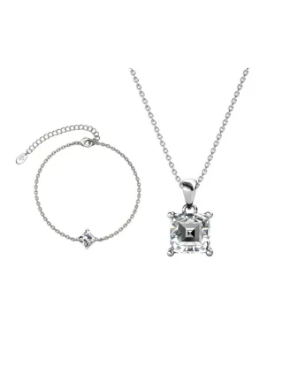 Einfaches quadratisches Calle-Set - Silber und Kristall