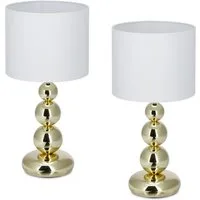 relaxdays Nachttischlampe Tischlampe 2er Set, ohne Leuchtmittel, gold