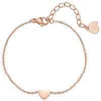 Hey Happiness Charm-Armband Herz Anhänger klein, 18K Roségold vergoldet, Edelstahl Damen Armkette Herzchen Love, wasserfest