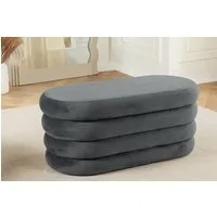 riess-ambiente Sitzbank VOGUE 85cm grau - Samt, mit Stauraum, montiert, gepolstert, variabel (Einzelartikel, 1-St), stilvolle Polsterbank - ideal für glamouröse Schlafzimmer & Ankleiden