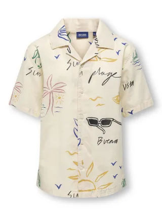 KIDS ONLY - OSJLUKE RLX RESORT AOP SS SHIRT WVN antique white - Gr. - 158
