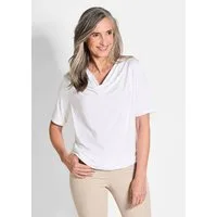 GOLDNER T-Shirt Blusenshirt mit Wasserfallausschnitt Elegantes Viskoseshirt mit Gummibund und Halbarm