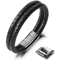 SERASAR Lederarmband Leder Herrenarmband "Double" (Klassisch, elegant, casual, 1-tlg), aus Echtleder, Länge durch extra Glied verstellbar