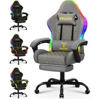 ZAISZE Gaming-Stuhl Bürostuhl Gaming Chair mit LED Lichtleiste, Gamer Stuhl, Ergonomischer Bürostuhl,Kopfstütze und Lendenstütze