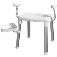 Bischof Dusch- und Badhocker Tray Comfort, belastbar bis 150 kg, Mit schwenkbarer Ablage 28x21cm und 360° drehbarer Sitzfläche, TÜV-GS