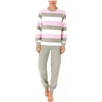 Normann Pyjama Damen Frottee Pyjama lang mit Bündchen in einer tollen Streifenoptik
