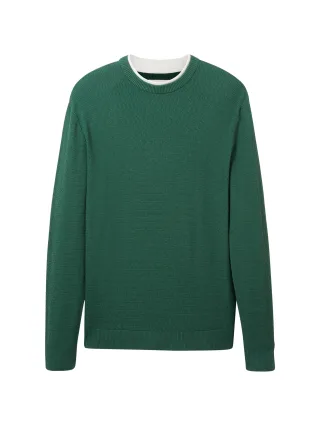 Denim Tom Tailor - Strickpullover mit Struktur hunter green - Gr. - XXL