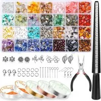 CLTYQ Schmuckset SchmucksetSchmuck Selber Machen Set, 28 Farben Natürlicher Edelsteine, Ringe Selber Machen Set – 1660 Kristall-Edelstein-Perlen