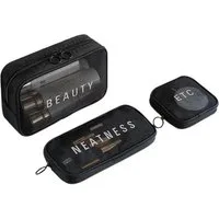 VERCO Kosmetiktasche Reise Make-Up Kulturbeutel Beautycase (3-tlg), Kosmetik Beutel Tasche Schminktasche Set