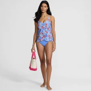 Tankinitop mit Tulpensaum chlorresistent für Damen, Damen, size: regular, Blau, Nylon-Mischung, by Lands' End