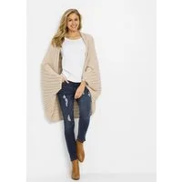 bonprix Strickponcho aus Strukturstrick, 3/4-Ärmel, figurumspielend im Cardigan-Look