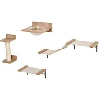 PawHut Katzen-Kletterwand Katzenkletterwand, Braun, 38x34x15 cm