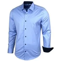 Baxboy Langarmhemd Kentkragen Businesshemd Slim Fit Hemd mit farblich abgesetzten B-444
