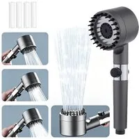 BOOD Handbrause Hochdruck-Duschkopf mit Filter und Ein-Knopf-Stoppfunktion,3 Modi, (Packung), Packungsinhalt Schwarz1: 1 Handbrause+4 Filterwatten