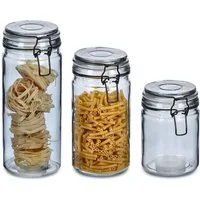 Zeller Present Vorratsglas, Glas, Metall, (Set, 3-tlg), mit Bügelverschluss