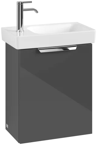 Villeroy & Boch Set LineUp 450mm mit Spiegel Anschlag links Glossy Grey S00800FPR1
