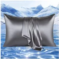 Elegear Kissenbezug Kühlender Kissenbezug 40x80/50x80cm kopfkissenbezug seide Q-Max>0,5, Kissenbezüge mit Arc-Chill 3.0 Technologie, Maschinenwaschbar, grau