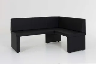 Eckbank Bank Küchenbank -Debi L- Kunstleder Schwarz 168 x 128 cm