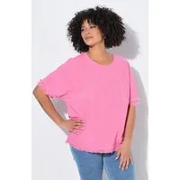 Angel of Style Druckbluse Blusenshirt Oversize Fit Leinenanteil Fransen