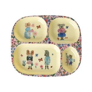 Rice Kinderteller mit 4er Einteilung Nathalie Lété Print / Pink