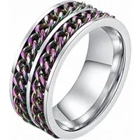 Taffstyle Fingerring Fingerring Spinner Ring Biker Doppelketten Anti Stress Meditationsring (Stilvoller Unisex Spinner Ring mit Doppelketten – Anti-Stress & Biker-Design)
