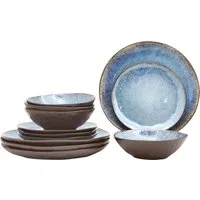 OTTO home Tafelservice Teller Set, Service Allden (12-tlg), 4 Personen, Steinzeug, Teller Set, jedes Stück ein Unikat, 12 Teile, für 4 Personen