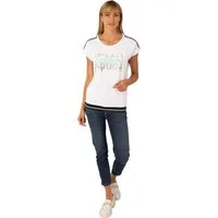 Estefania for woman T-Shirt mit eleganten Schriftzug und kleinem Strassbesatz