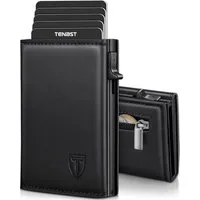 TEEHON Geldbörse Slim Wallet Herren mit Pop-up Funktion für 6 Karten, RFID-Schutz (Premium Mikrofaser-Leder – Elegantes Kartenetui mit Stauraum), für 8 Karten, Banknoten & Münzen in Geschenkverpackung