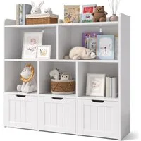 Bealife Bücherregal Kinderregal, Spielzeugschrank mit 3 Schubladen, mit Rollen