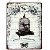 Moritz Metallschild Blechschild Vogelkäfig Maison de la Belle Jardinière, (Einzeln), 25 x 33 cm Vintage Retro Deko Schild Metallschild Wandbild Schild