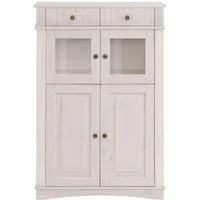OTTO home Highboard Teresa Mini-Vitrine mit Glastüren und 2 Schubkästen, Kommode, aus massiver Kiefer, Breite 84 cm, Höhe 120 cm, FSC®